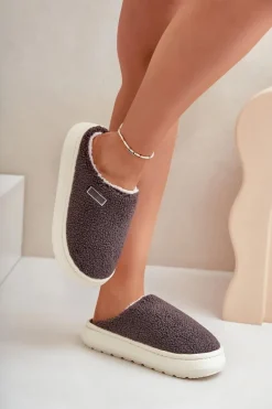 Ocieplane Kapcie Na Grubej Podeszwie Big Star MM274134 Ciemnoszare