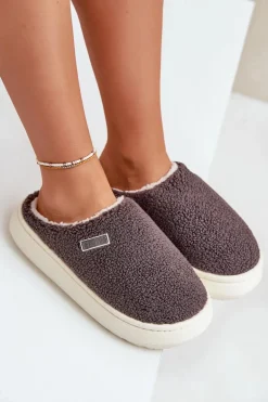 Ocieplane Kapcie Na Grubej Podeszwie Big Star MM274134 Ciemnoszare