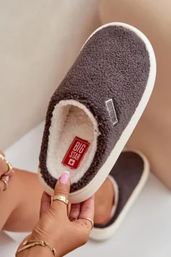 Ocieplane Kapcie Na Grubej Podeszwie Big Star MM274134 Ciemnoszare