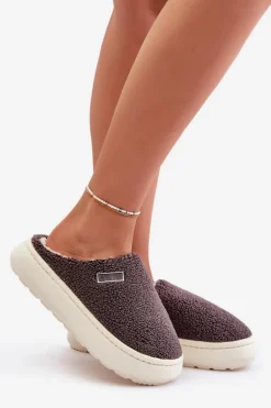 Ocieplane Kapcie Na Grubej Podeszwie Big Star MM274134 Ciemnoszare