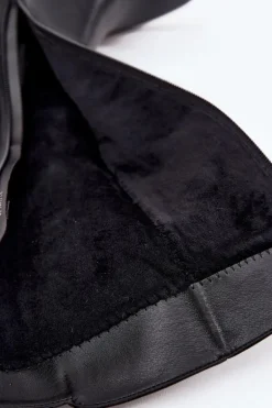 Ocieplane Kozaki Damskie Na Klocku Z Paskiem Sergio Leone KZ25826 Czarne