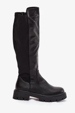 Ocieplane Kozaki Damskie Na Zamek Czarne Harlina