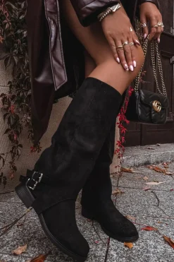 Ocieplane Kozaki Damskie Z Klamrami Czarne Umbria