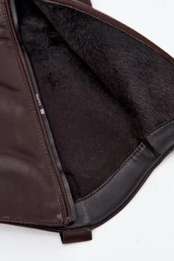 Ocieplane Kozaki Kowbojki Na Słupku Z Eko Skóry Czekoladowe Mavine