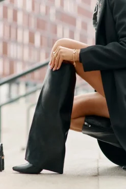 Ocieplane Kozaki Na Szpilce Z Wywiniętą Cholewką Czarne Tamonia