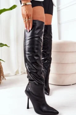 Ocieplane Kozaki Na Szpilce Czarne Dionne