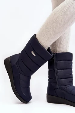 Ocieplane Śniegowce Na Koturnie Granatowe Calena