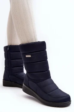 Ocieplane Śniegowce Na Koturnie Granatowe Calena