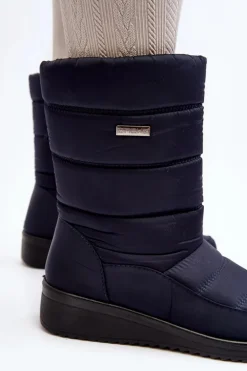 Ocieplane Śniegowce Na Koturnie Granatowe Calena