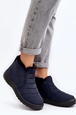 Ocieplane Niskie Damskie Śniegowce Granatowe Enmore