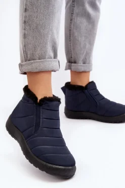 Ocieplane Niskie Damskie Śniegowce Granatowe Enmore