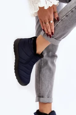 Ocieplane Niskie Damskie Śniegowce Granatowe Enmore