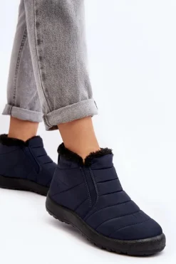 Ocieplane Niskie Damskie Śniegowce Granatowe Enmore