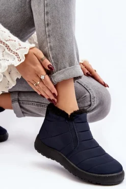 Ocieplane Niskie Damskie Śniegowce Granatowe Enmore