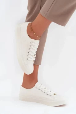 Ocieplane Niskie Trampki Damskie Big Star OO274927 Białe