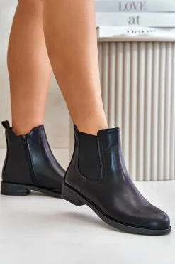 Ocieplane Płaskie Botki Sztyblety Na Zamek Czarne Tinra