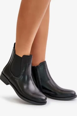 Ocieplane Płaskie Botki Sztyblety Na Zamek Czarne Tinra