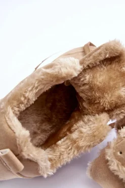 Ocieplane Skórzane Buty Sportowe Na Platformie Ciemnobeżowe Adite