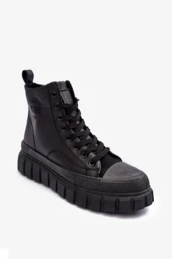 Ocieplane Skórzane Trampki Na Zamek Big Star MM274625 Czarne