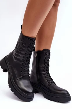 Ocieplane Skórzane Workery Botki S.Barski MR870-25 Czarne