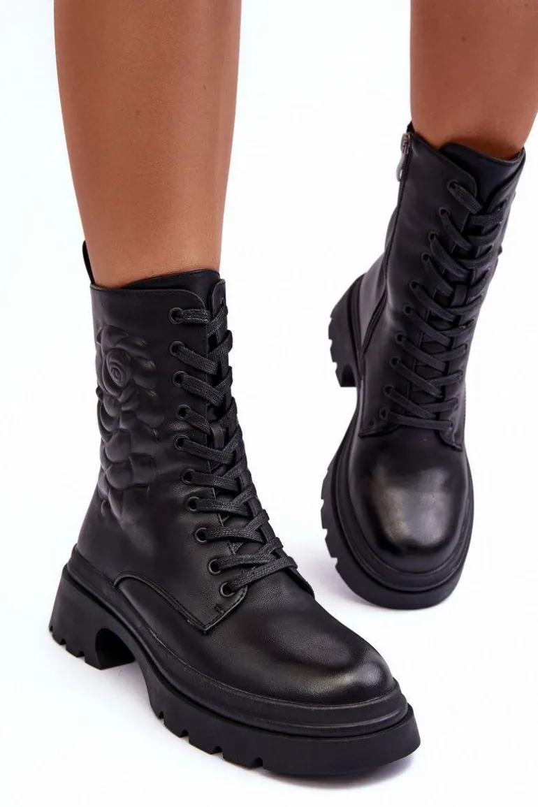 Ocieplane Skórzane Workery Botki S.Barski MR870-25 Czarne