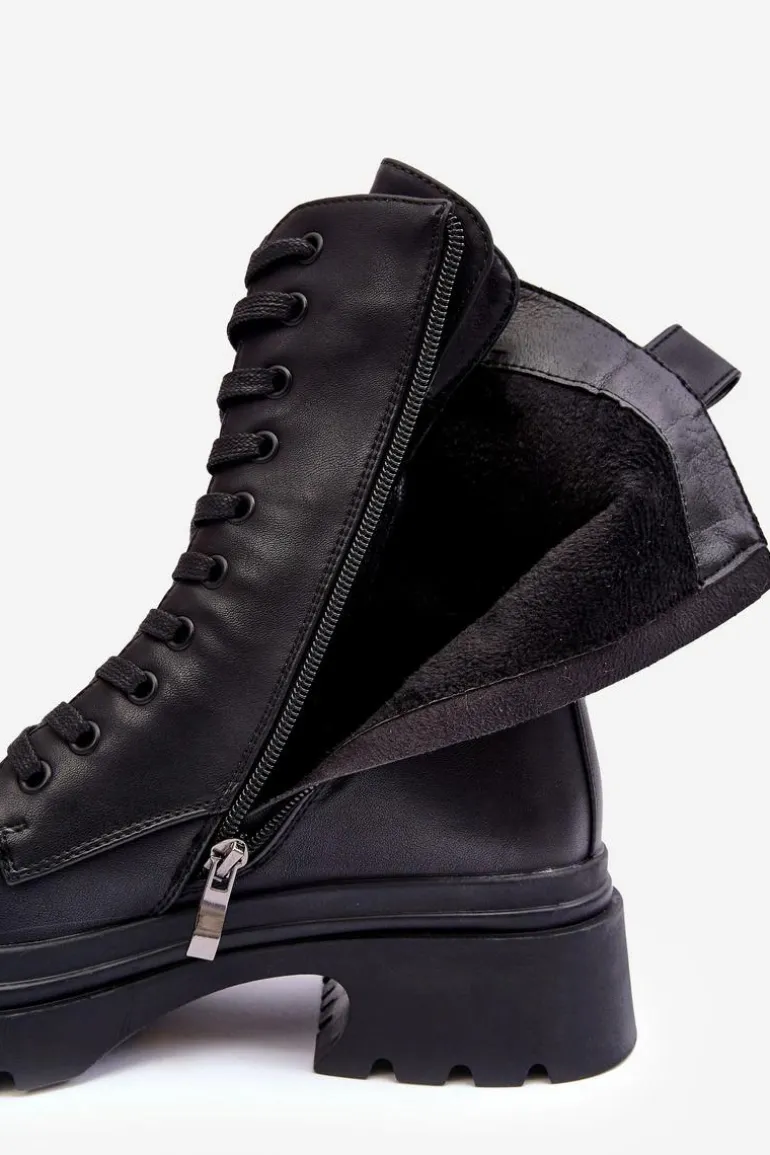 Ocieplane Skórzane Workery Botki S.Barski MR870-25 Czarne