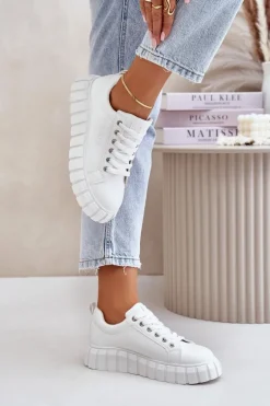 Ocieplane Sneakersy Damskie Big Star MM274616 Białe