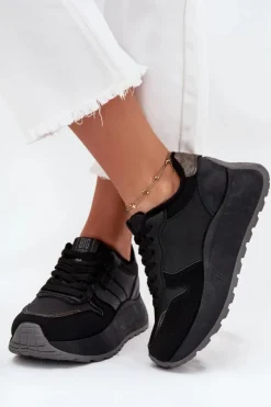 Ocieplane Sneakersy Damskie Na Platformie Big Star SS274007 HI-POLY SYSTEM Czarne