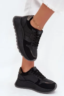 Ocieplane Sneakersy Damskie Na Platformie Big Star SS274007 HI-POLY SYSTEM Czarne