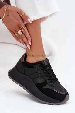 Ocieplane Sneakersy Damskie Na Platformie Big Star SS274007 HI-POLY SYSTEM Czarne