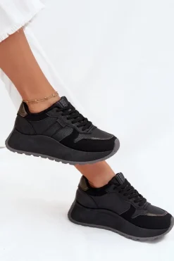 Ocieplane Sneakersy Damskie Na Platformie Big Star SS274007 HI-POLY SYSTEM Czarne