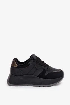 Ocieplane Sneakersy Damskie Na Platformie Big Star SS274007 HI-POLY SYSTEM Czarne