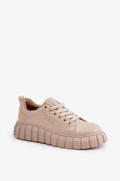 Ocieplane Sneakersy Damskie Big Star MM274618 Beżowe