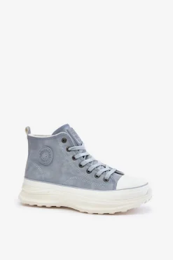 Ocieplane Trampki Damskie Na Platformie Big Star OO274072 Niebieskie
