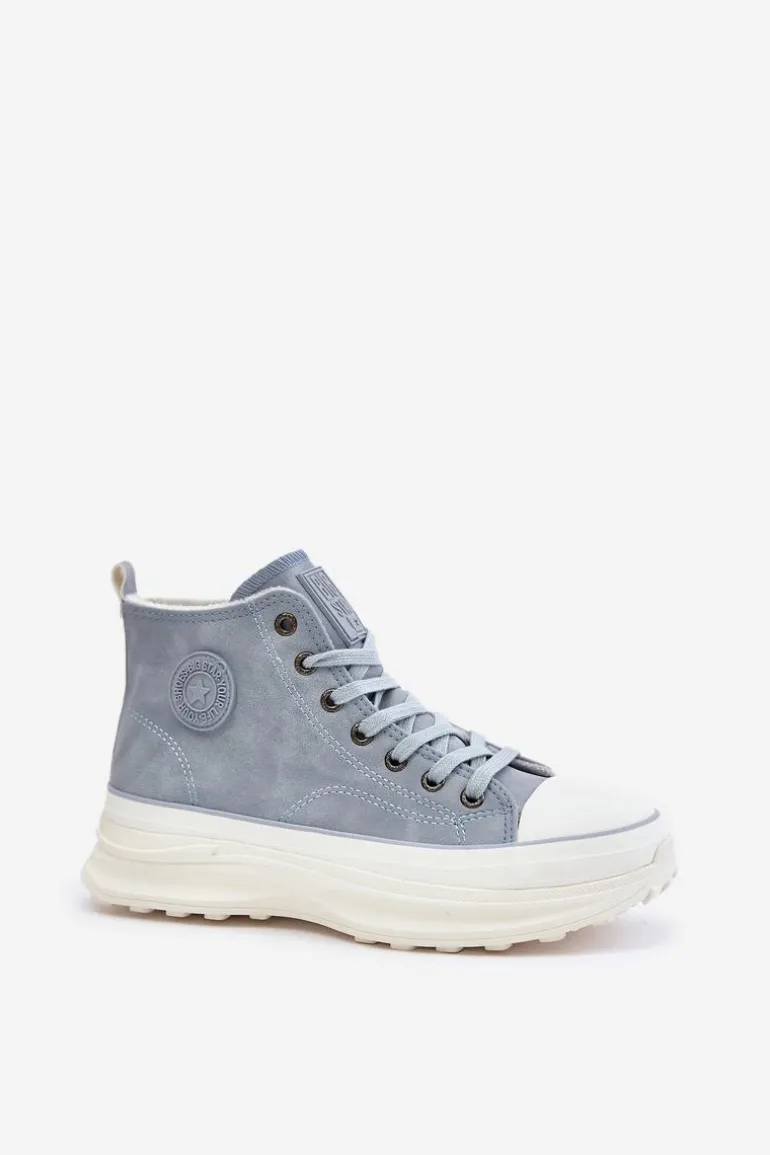 Ocieplane Trampki Damskie Na Platformie Big Star OO274072 Niebieskie
