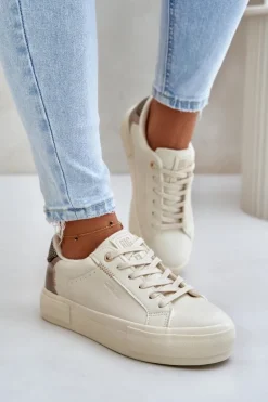 Ocieplane Trampki Damskie Na Platformie Big Star OO274A454 Beżowe