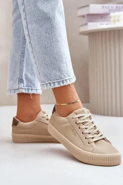 Ocieplane Trampki Damskie Big Star OO274A461 Beżowe