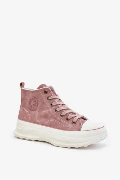 Ocieplane Trampki Damskie Na Platformie Big Star OO274071 Różowe