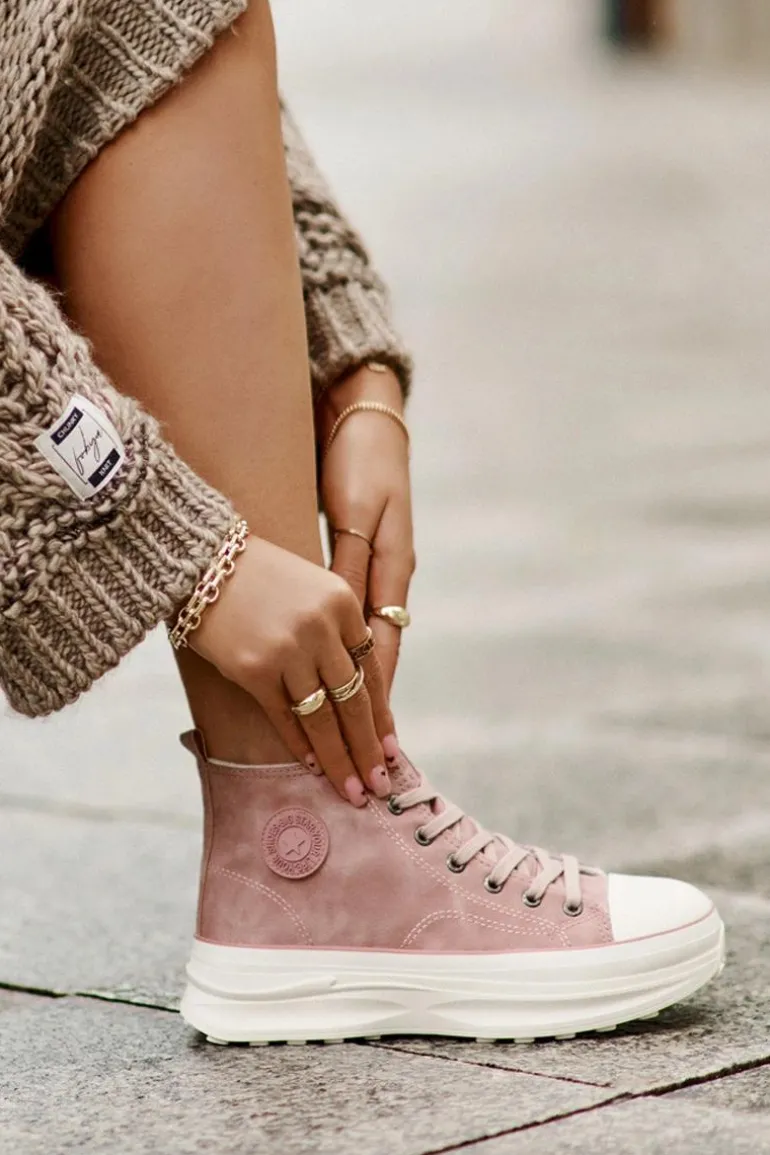 Ocieplane Trampki Damskie Na Platformie Big Star OO274071 Różowe