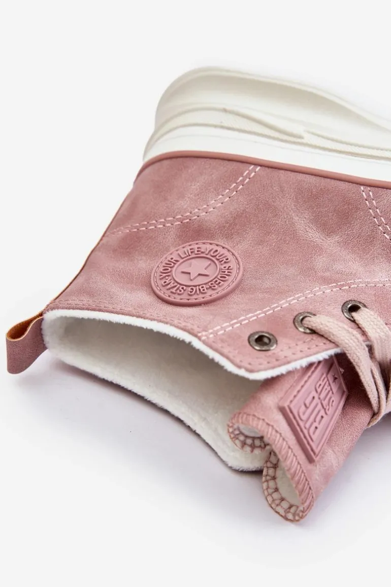 Ocieplane Trampki Damskie Na Platformie Big Star OO274071 Różowe