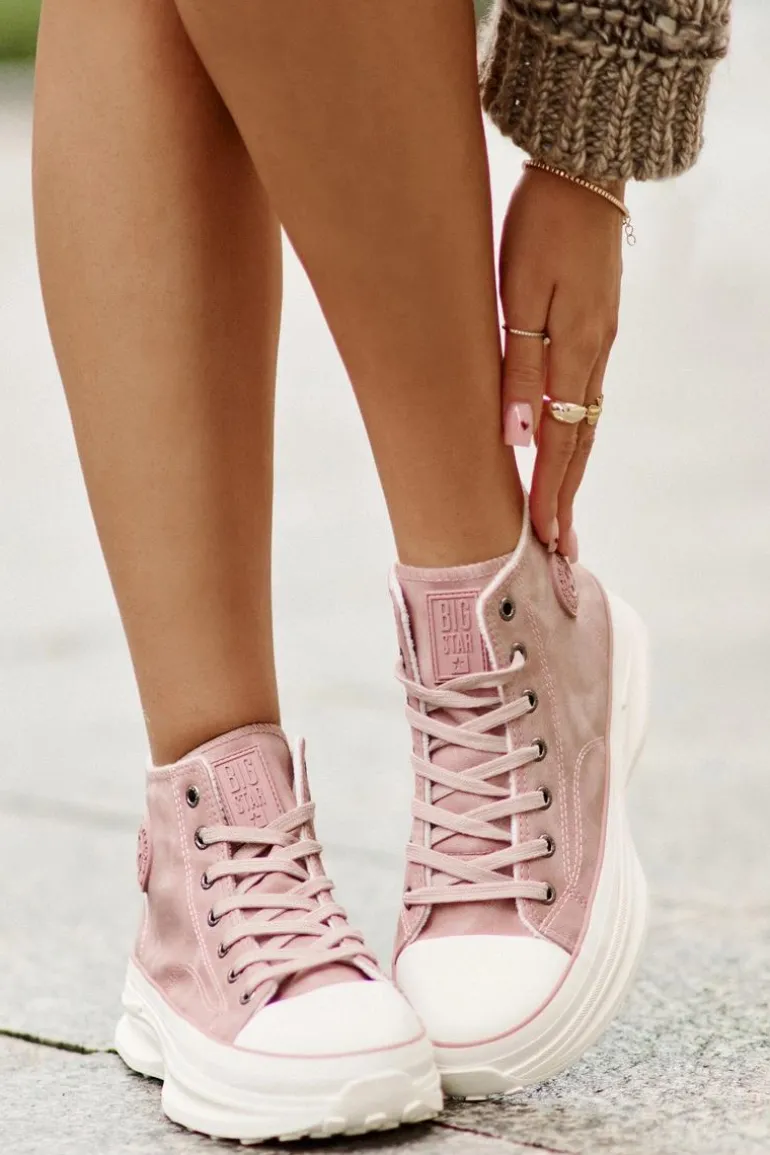Ocieplane Trampki Damskie Na Platformie Big Star OO274071 Różowe