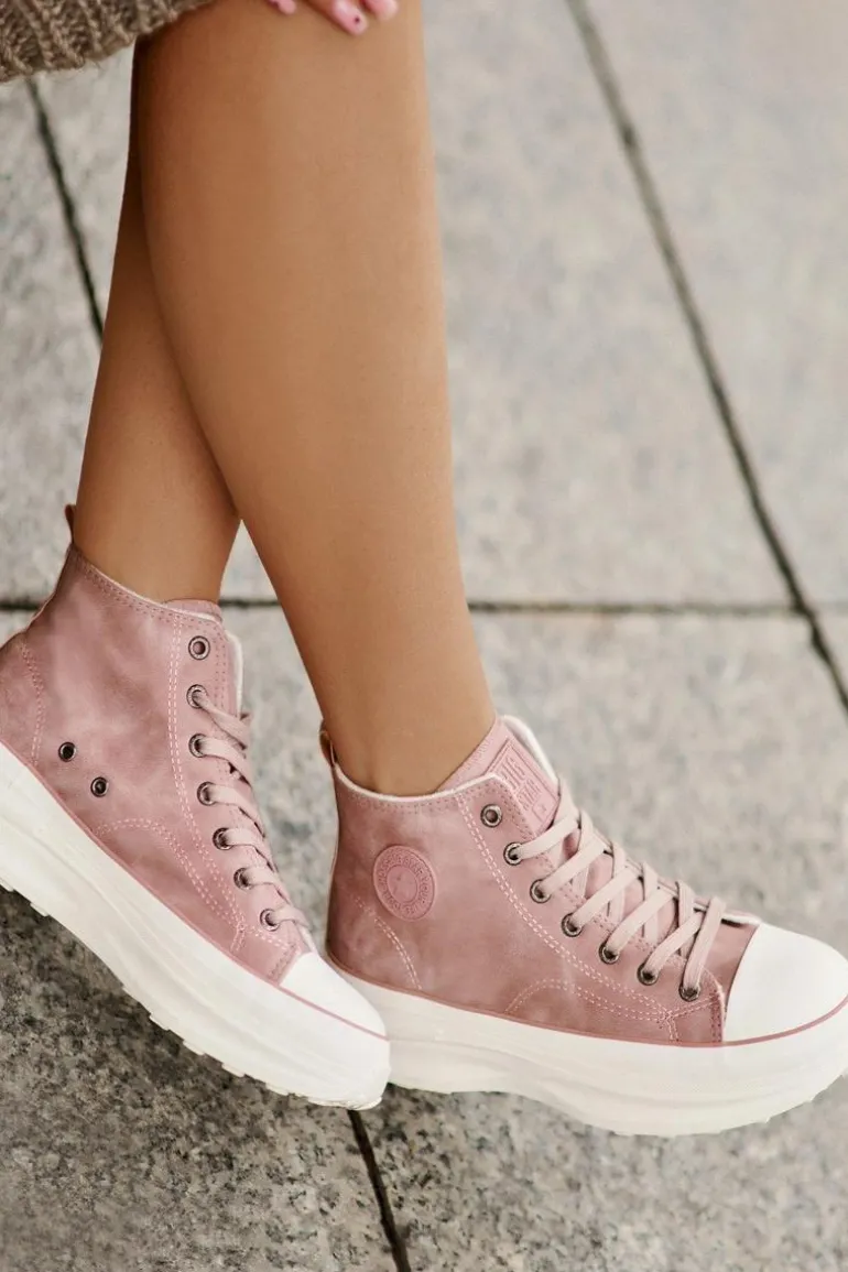 Ocieplane Trampki Damskie Na Platformie Big Star OO274071 Różowe