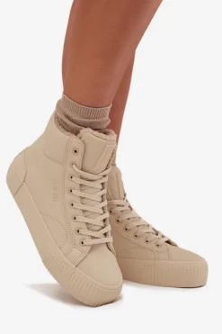 Ocieplane Trampki Damskie Na Platformie Big Star OO274795 Beżowe
