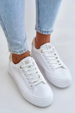 Ocieplane Trampki Damskie Na Platformie Big Star OO274A452 Białe