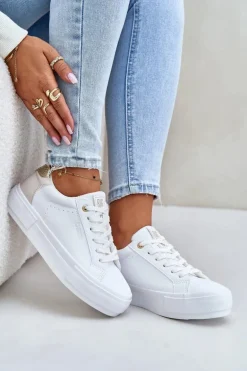 Ocieplane Trampki Damskie Na Platformie Big Star OO274A452 Białe