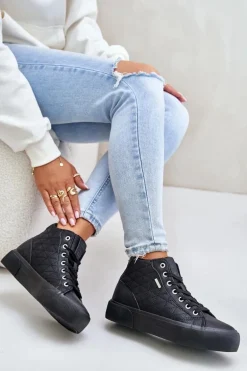 Ocieplane Trampki Damskie Z Przeszyciami Big Star OO274A480 Czarne