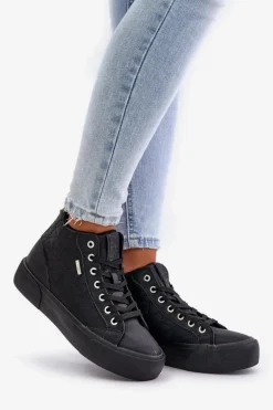 Ocieplane Trampki Damskie Z Przeszyciami Big Star OO274A480 Czarne