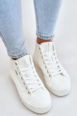 Ocieplane Trampki Damskie Z Przeszyciami Big Star OO274A479 Białe