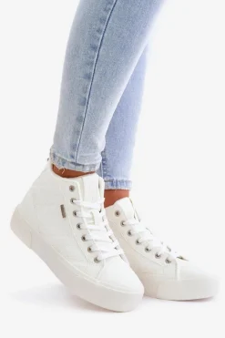 Ocieplane Trampki Damskie Z Przeszyciami Big Star OO274A479 Białe