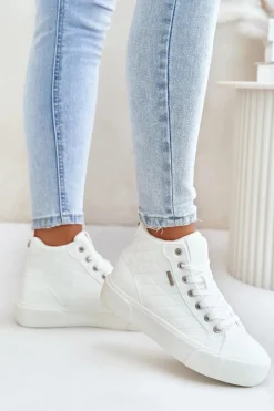 Ocieplane Trampki Damskie Z Przeszyciami Big Star OO274A479 Białe